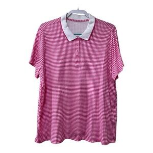 Lands’end Women’s Cotton Gingham Check Plaid Polo Shirt Size 2X(20W-22W)